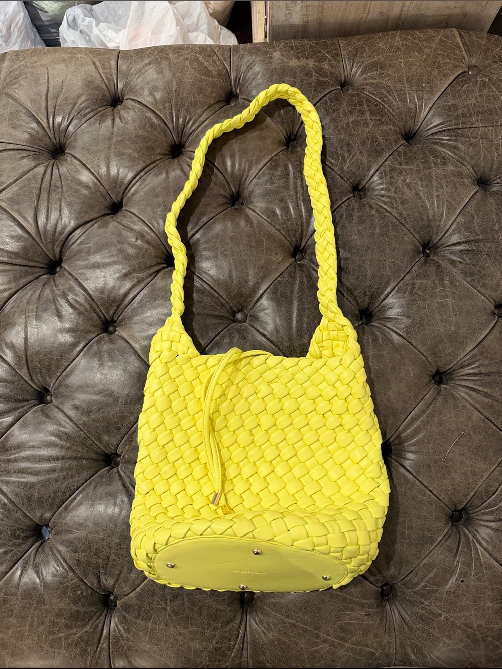 Braided Neon Yellow Shoulder Bag